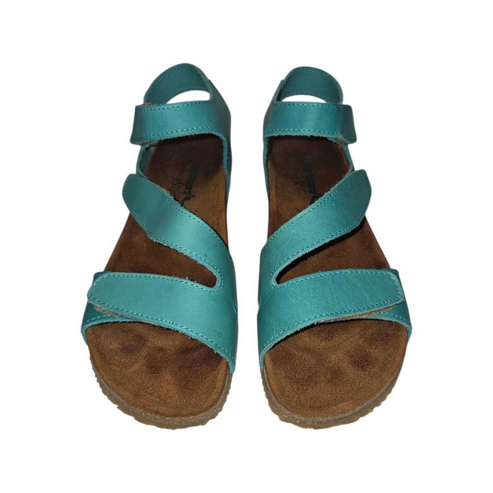 BioNatura By Bos & Co.‎ Teal Leather Cork Wedge Sandals Womens 38 US 7